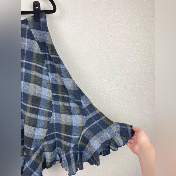 VTG Women's 100% Wool Tulip Hem Plaid Midi Skirt Blue Green Doy.C. By Camellia M - Picture 7 of 16